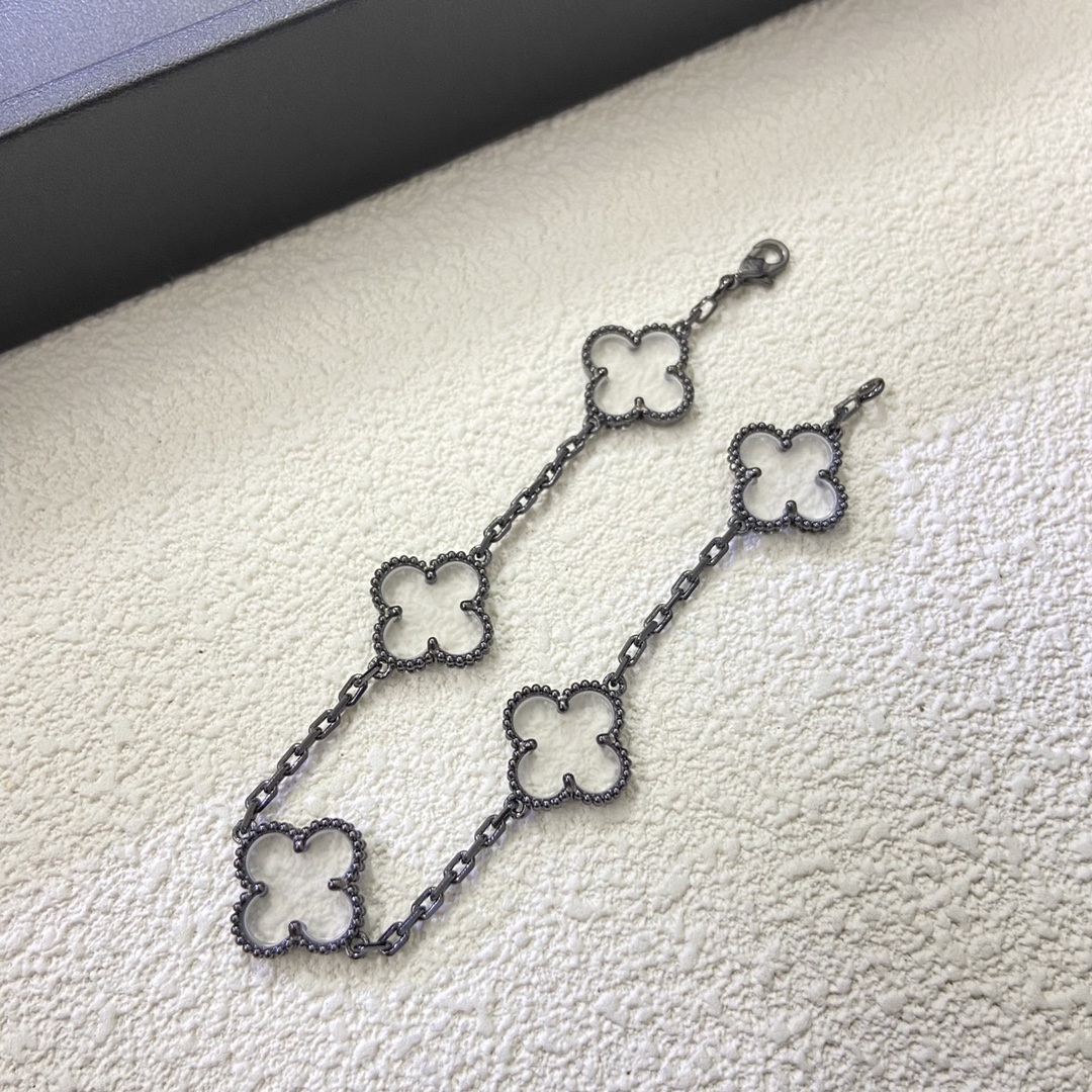 Van Cleef & Arpels white crystal four-leaf clover bracelet