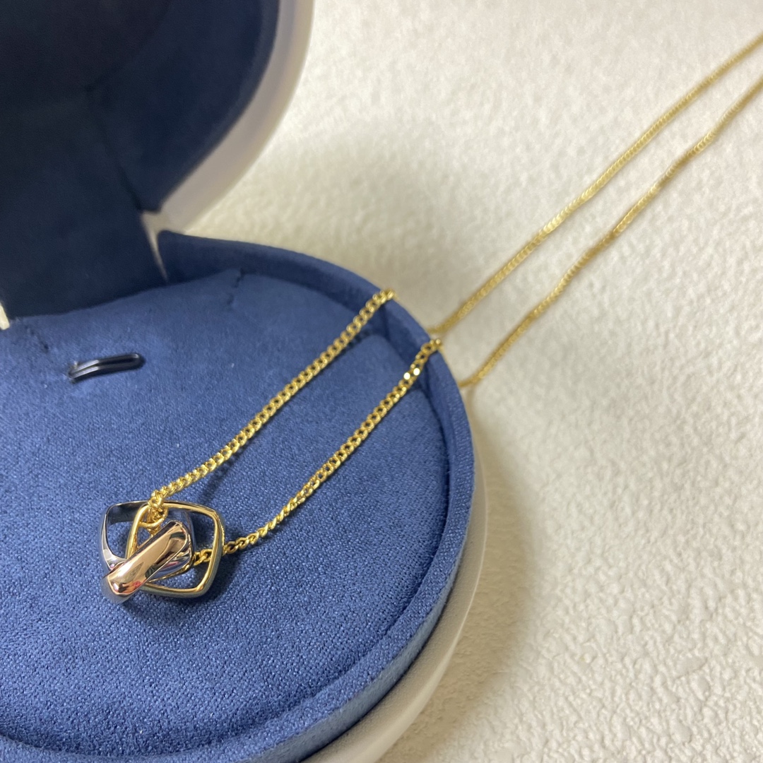 Cartier necklace New square three-ring three-color necklace Small large