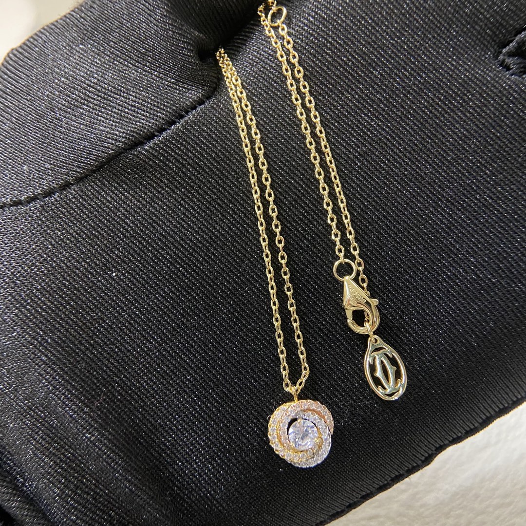 Cartier necklace Three-color three-ring diamond center diamond necklace
