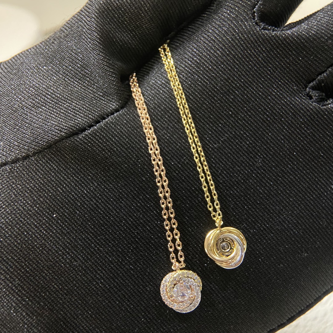 Cartier necklace Three-color three-ring diamond center diamond necklace