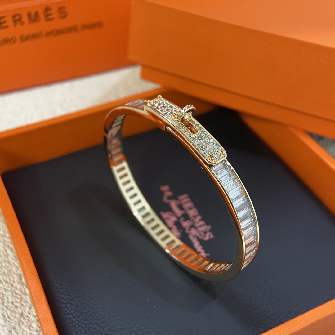 Hermes bracelet New ladder stone full diamond pig nose bracelet