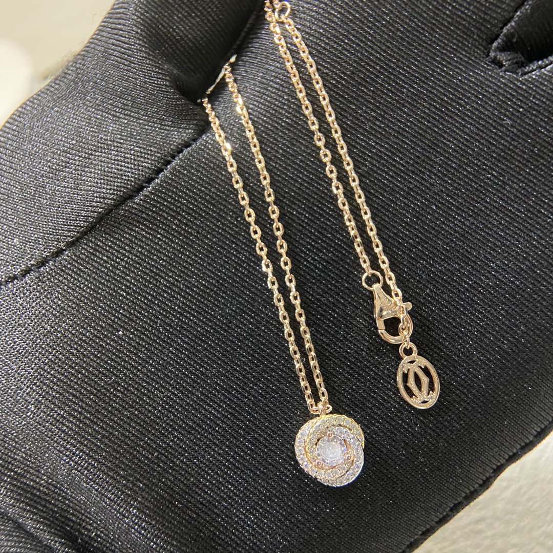 Cartier necklace Three-color three-ring diamond center diamond necklace