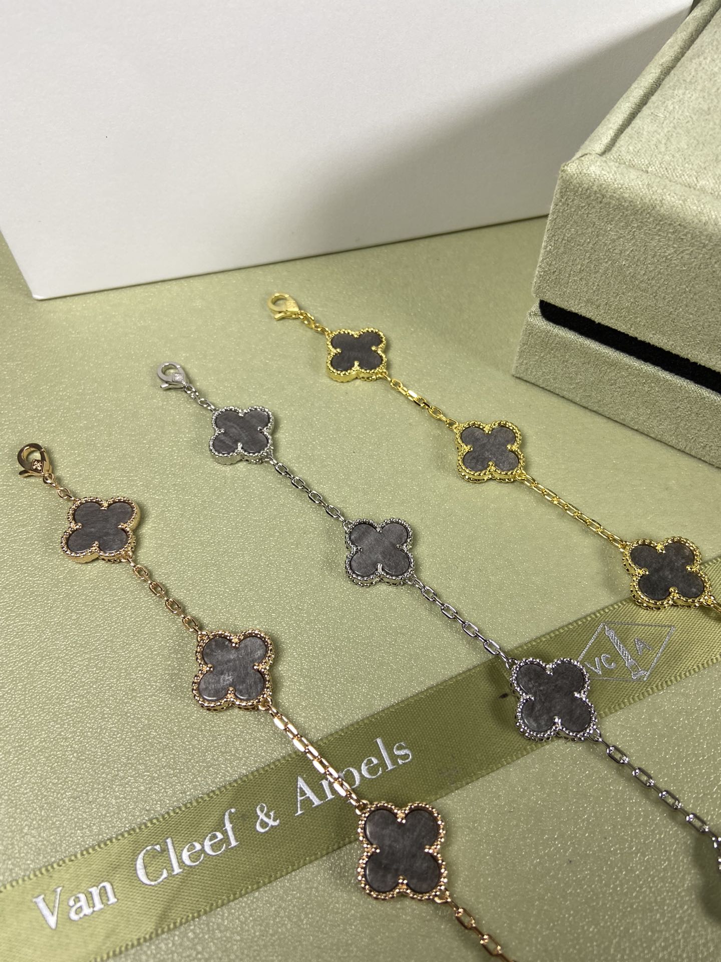 Van Cleef & Arpels obsidian clover bracelet