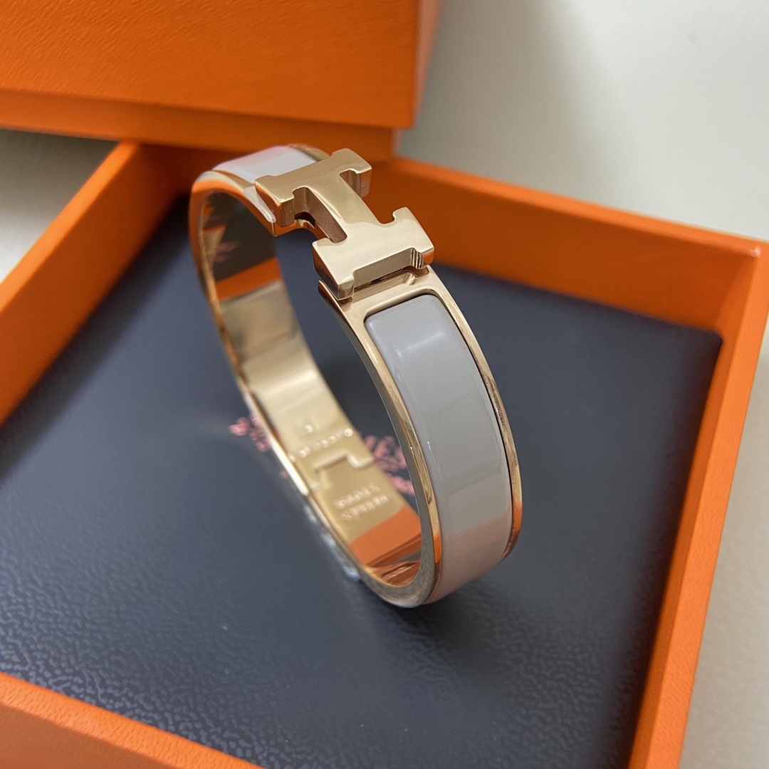 Hermes bracelet New light brown enamel H bracelet
