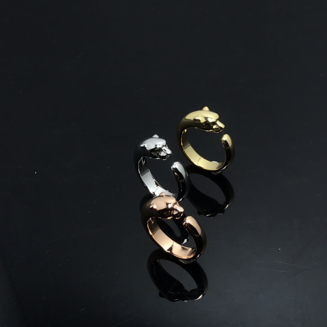 Cartier Rings New women's small head and tail full of diamond leopard head rings