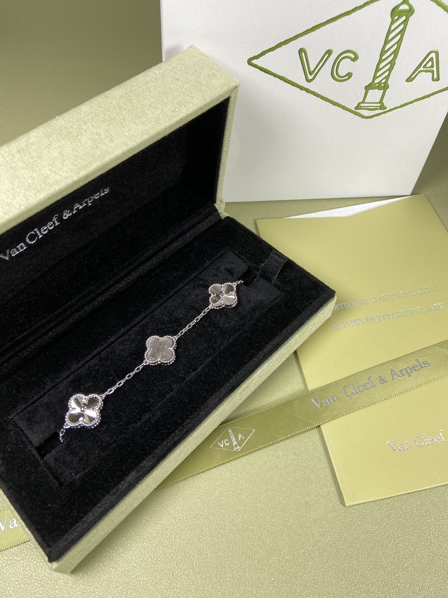 Van Cleef & Arpels obsidian clover bracelet