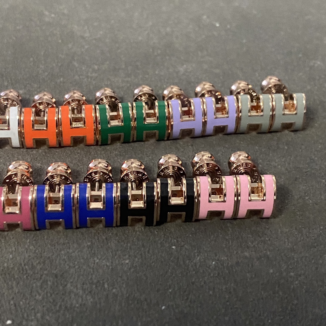 Hermes Stud Earrings Mini H Enamel Stud Earrings