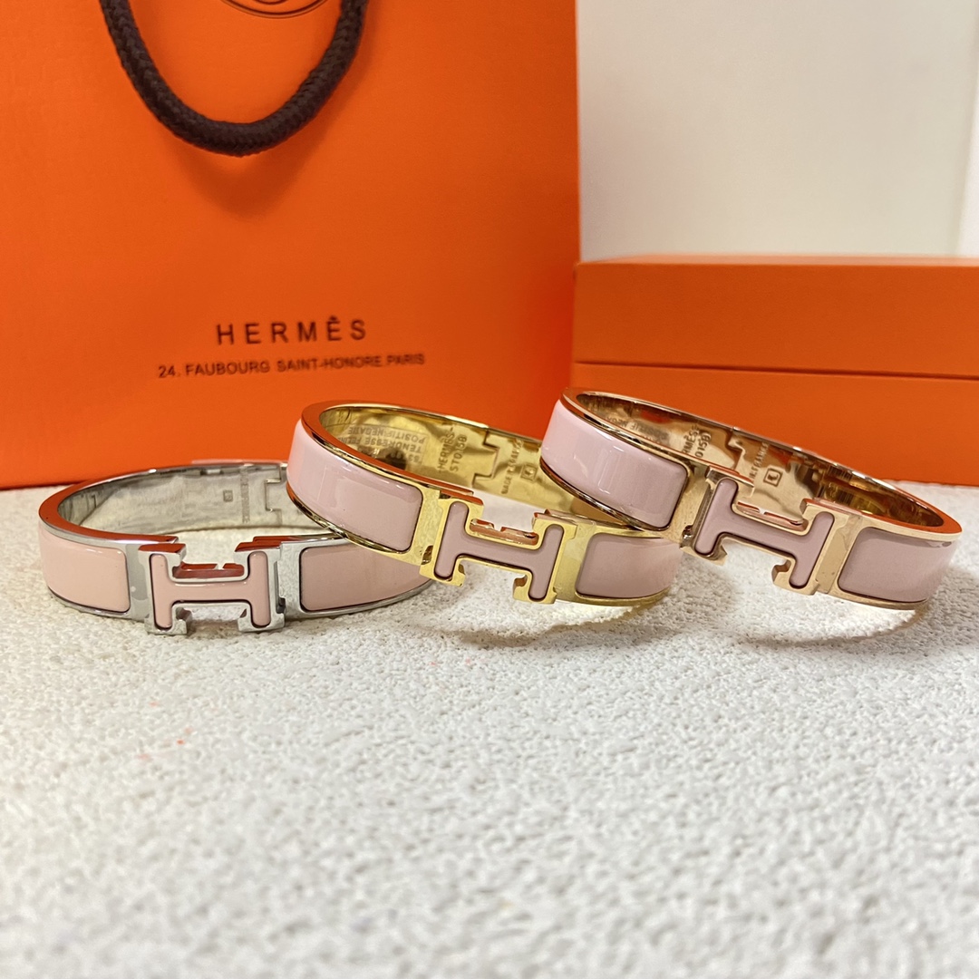 Hermes bracelet New candy powder full enamel H bracelet
