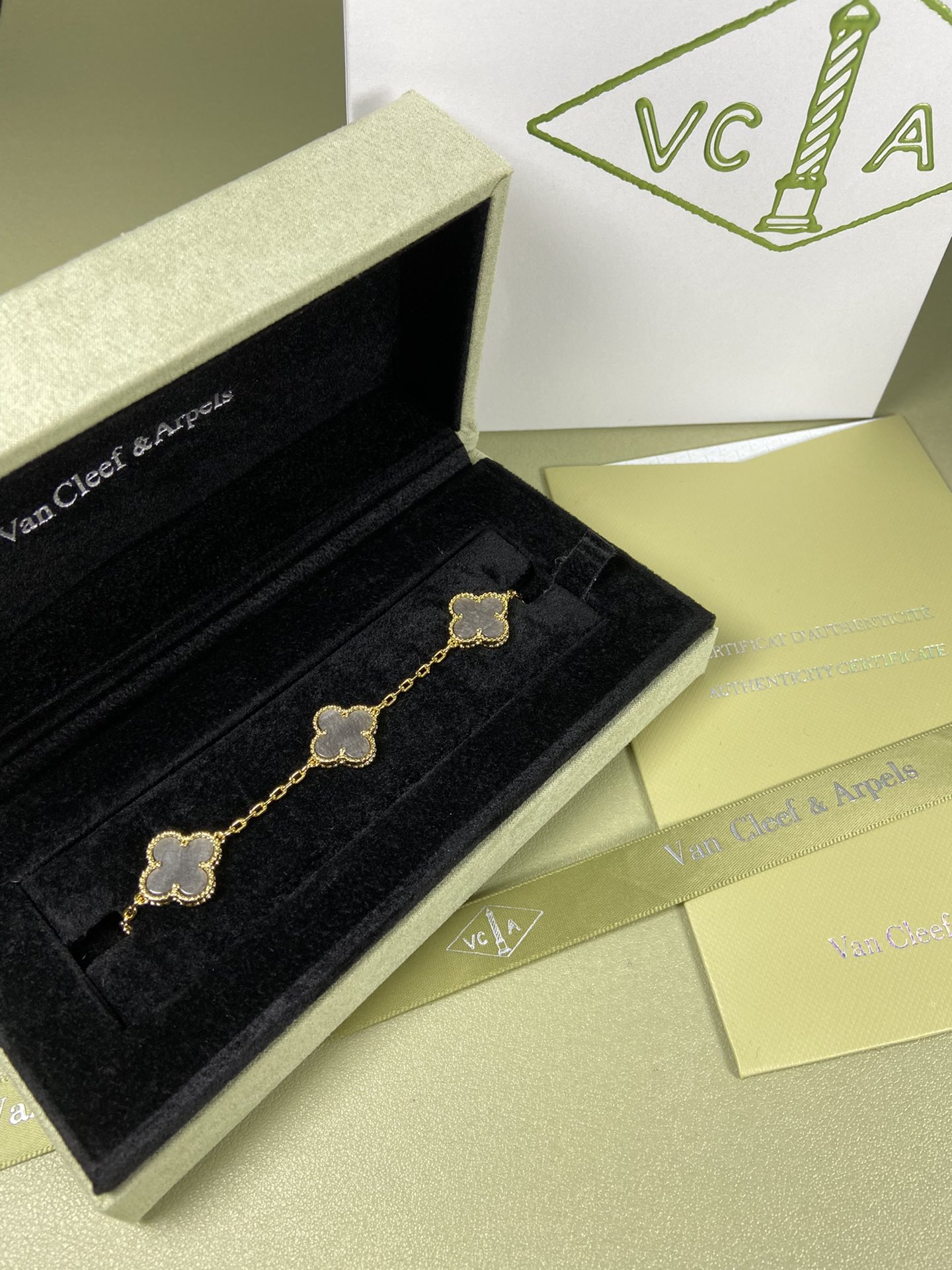 Van Cleef & Arpels obsidian clover bracelet