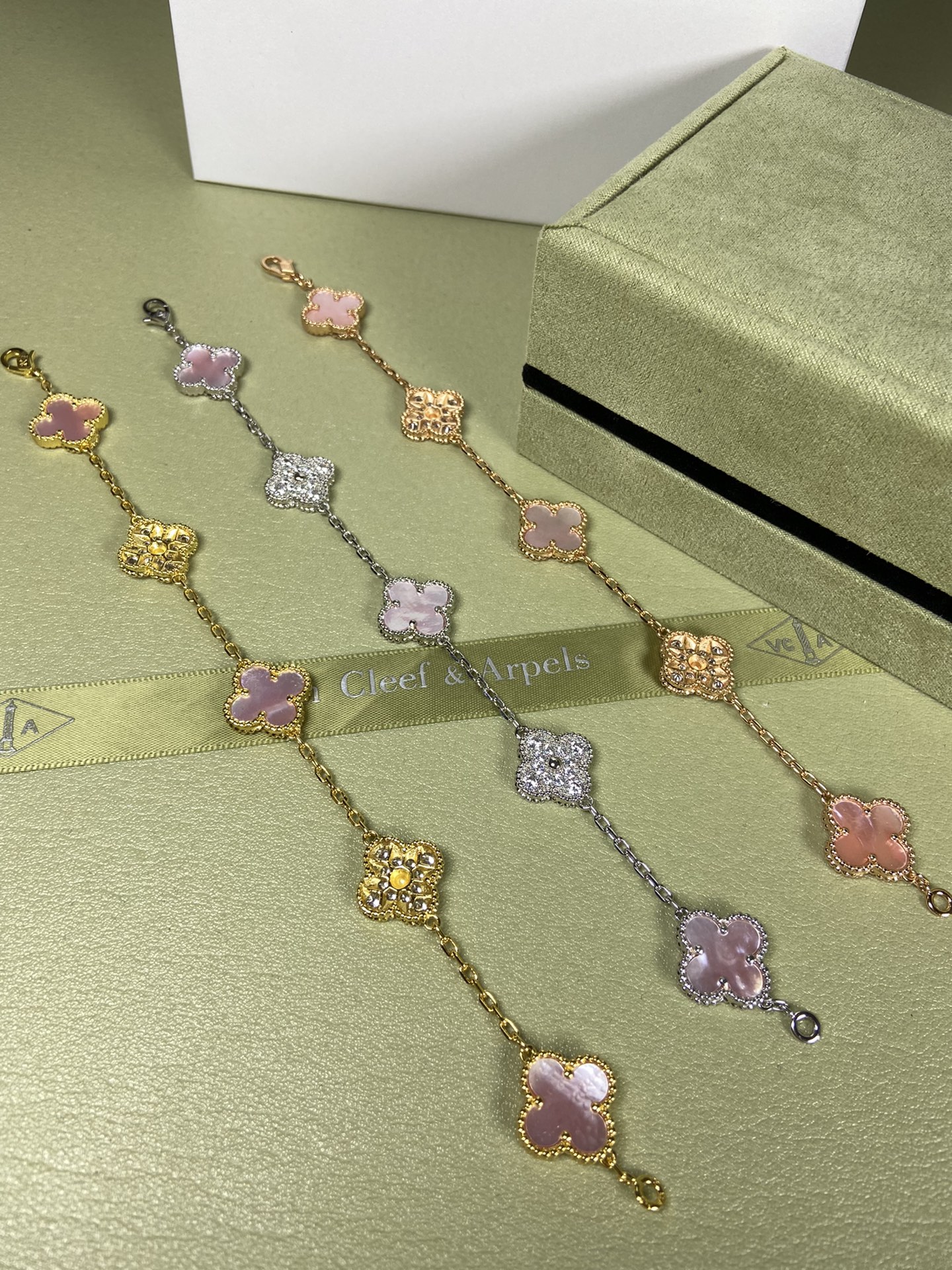 Van Cleef & Arpels four-leaf Pink mother-of-pearl clover bracelet