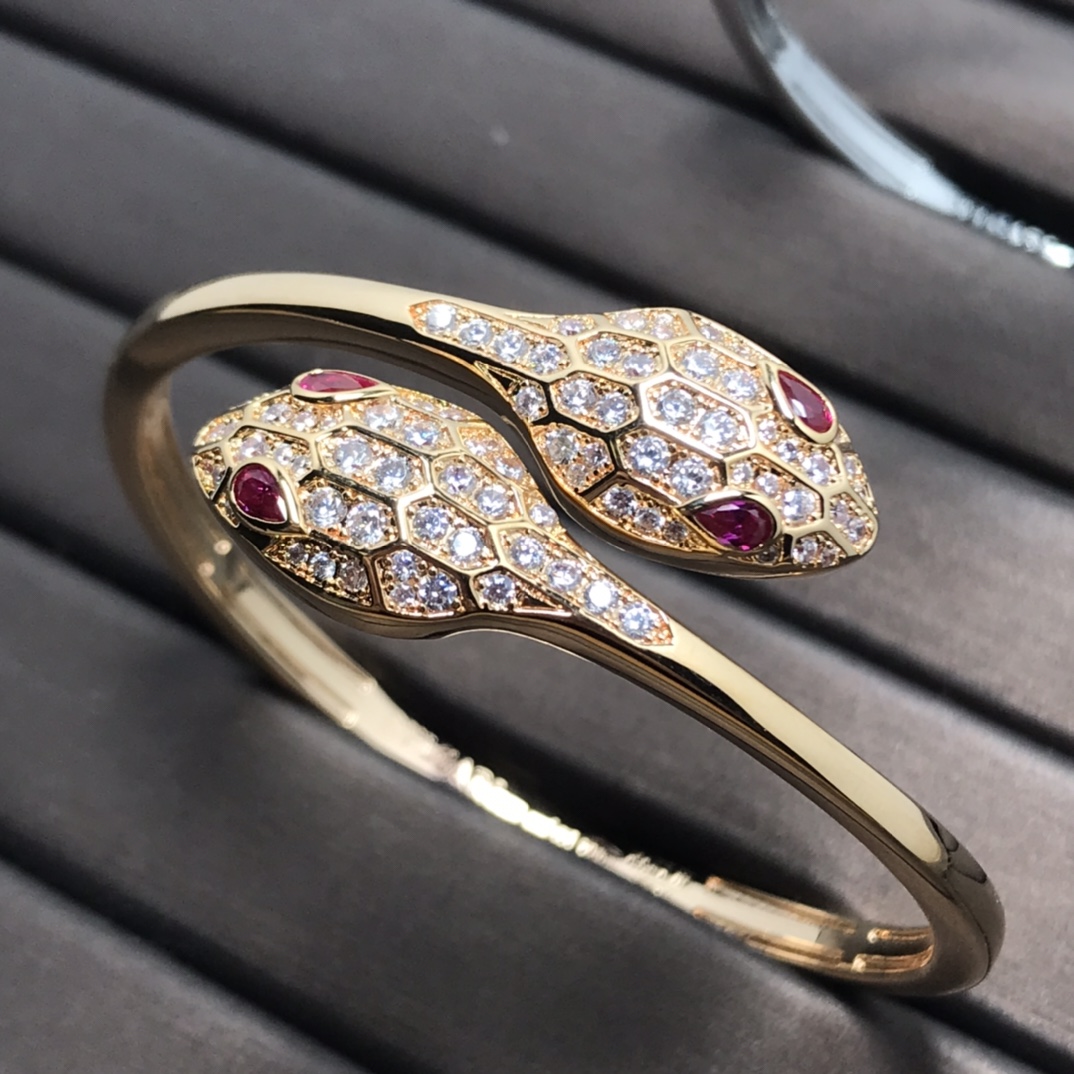 Bulgari Bracelet New Product Double Snakehead Diamond Set Bracelet