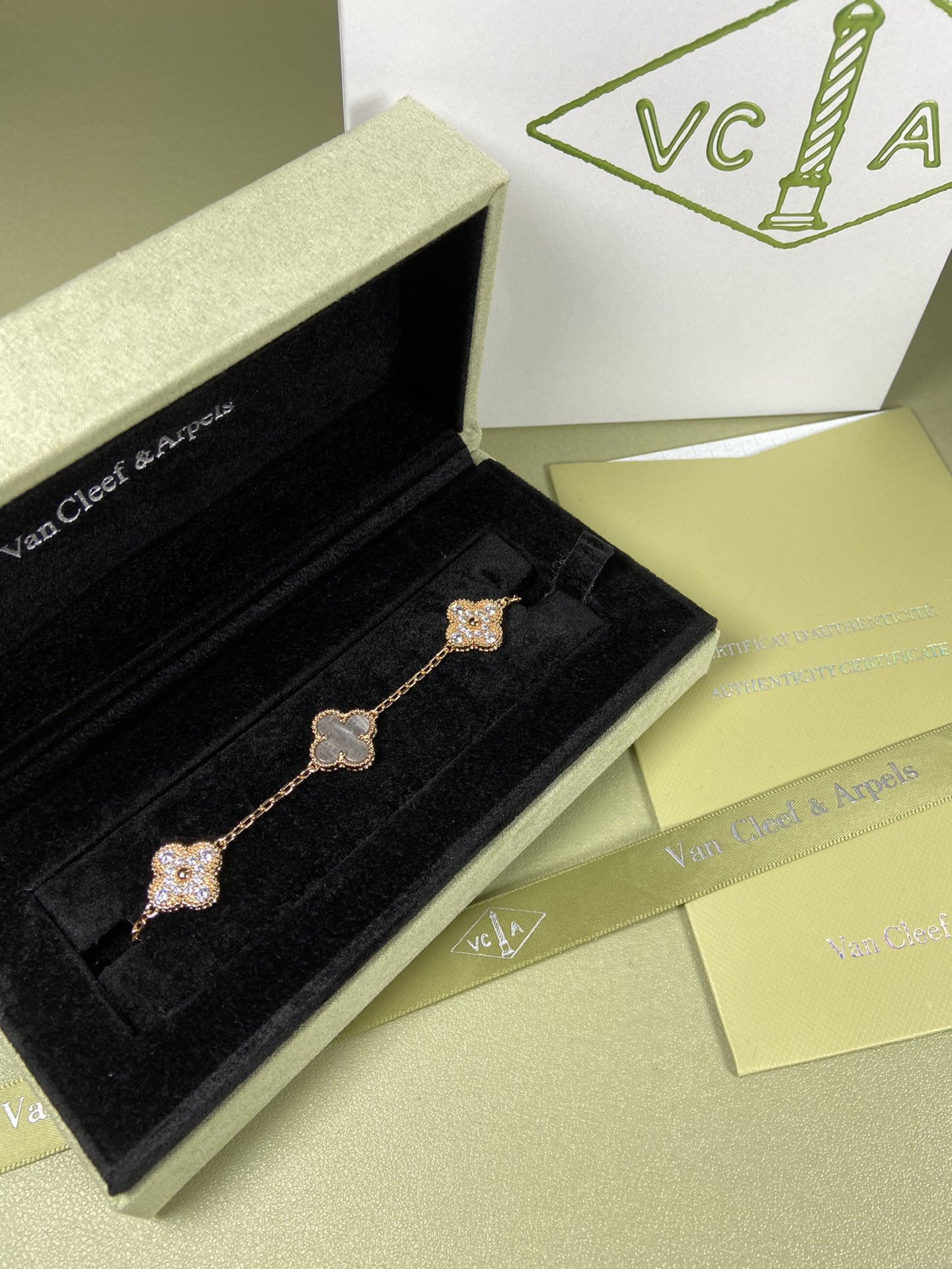 Van Cleef & Arpels obsidian clover bracelet