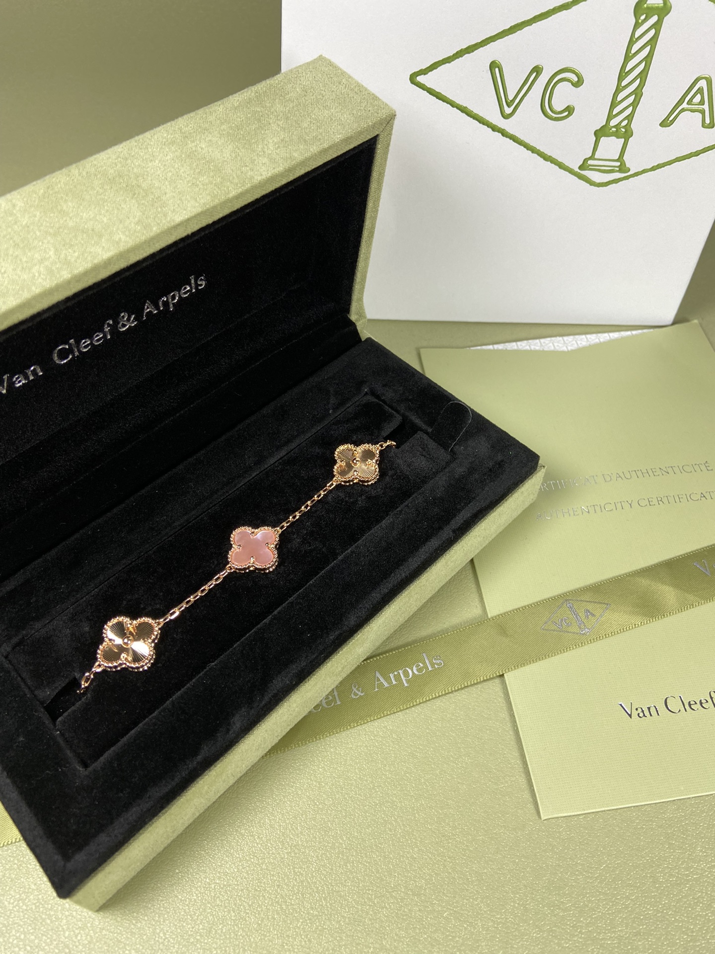 Van Cleef & Arpels four-leaf Pink mother-of-pearl clover bracelet