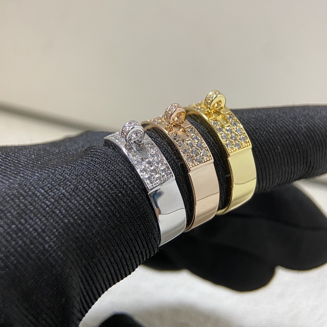 Hermès Rings New Half Full Diamond Pig Nose Ring