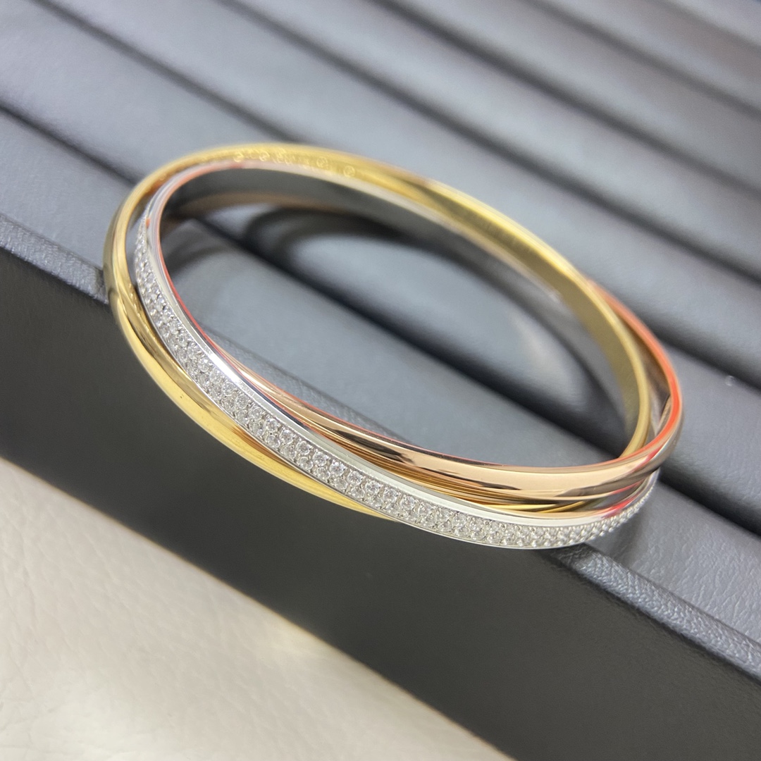 Cartier bracelet Three-ring bracelet set with diamonds
