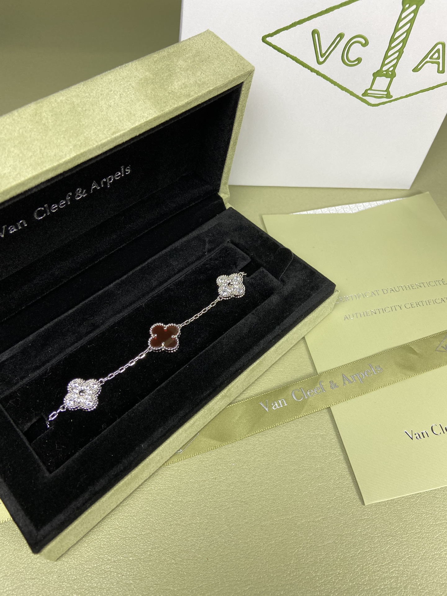 Van Cleef & Arpels carnelian four-leaf clover bracelet