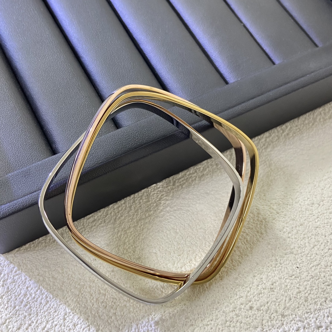 Cartier bracelet Three-color three-circle square bracelet