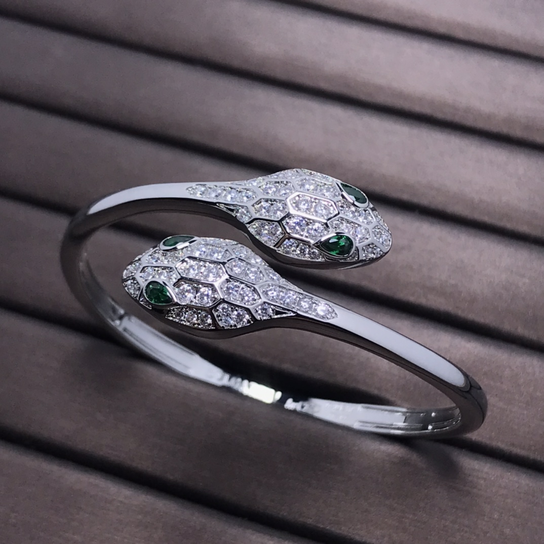 Bulgari Bracelet New Product Double Snakehead Diamond Set Bracelet