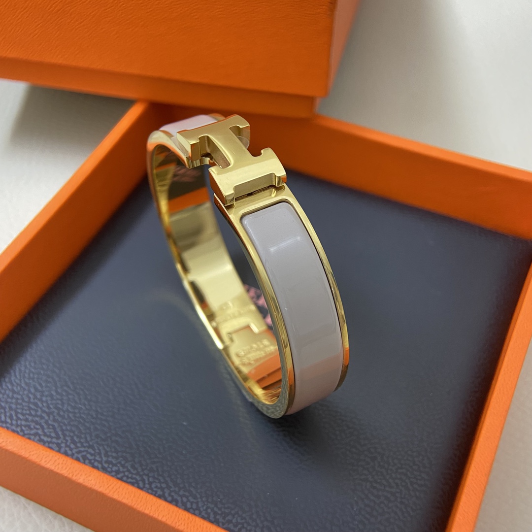 Hermes bracelet New light brown enamel H bracelet