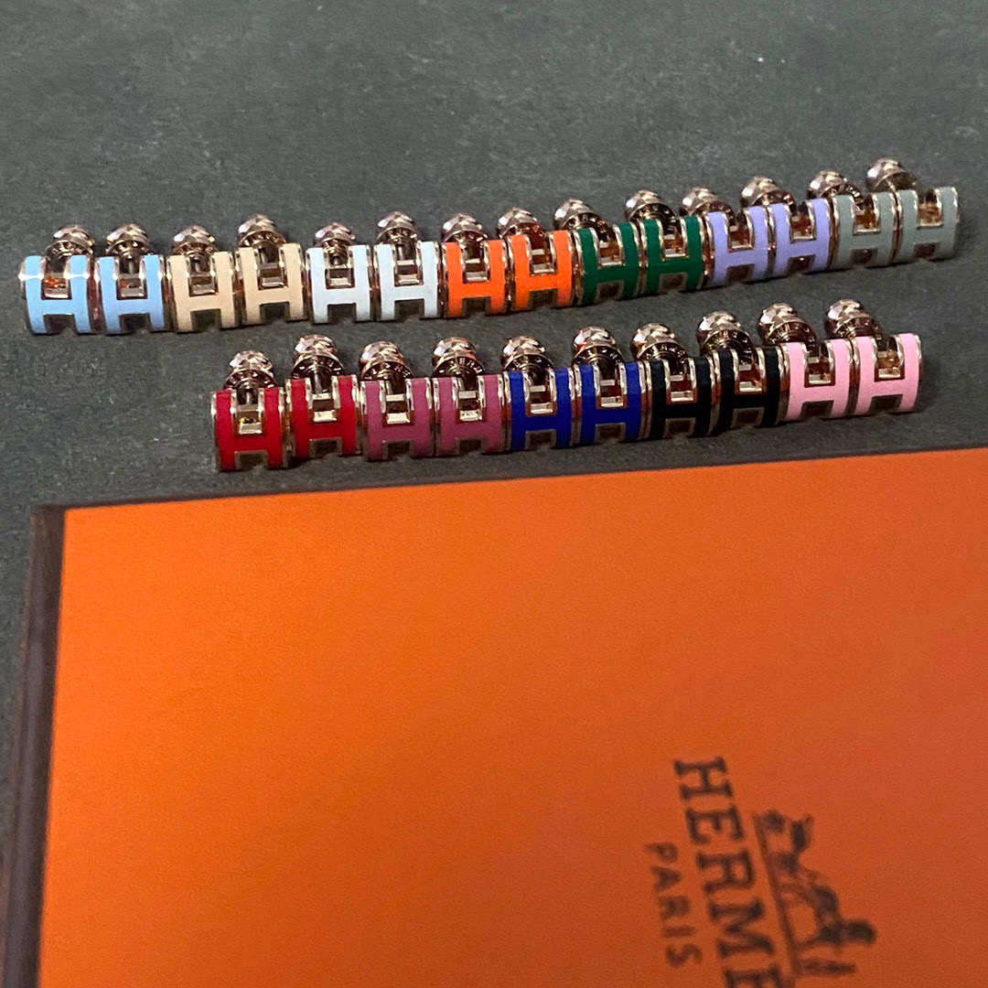 Hermes Stud Earrings Mini H Enamel Stud Earrings