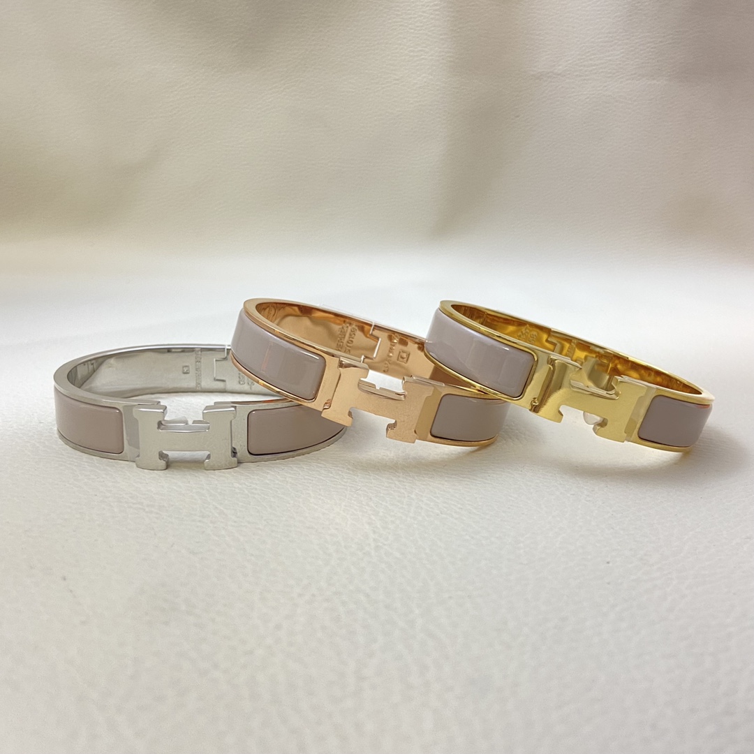 Hermes bracelet New light brown enamel H bracelet