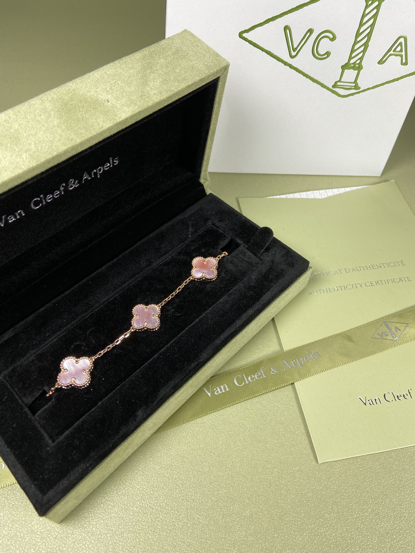 Van Cleef & Arpels four-leaf Pink mother-of-pearl clover bracelet