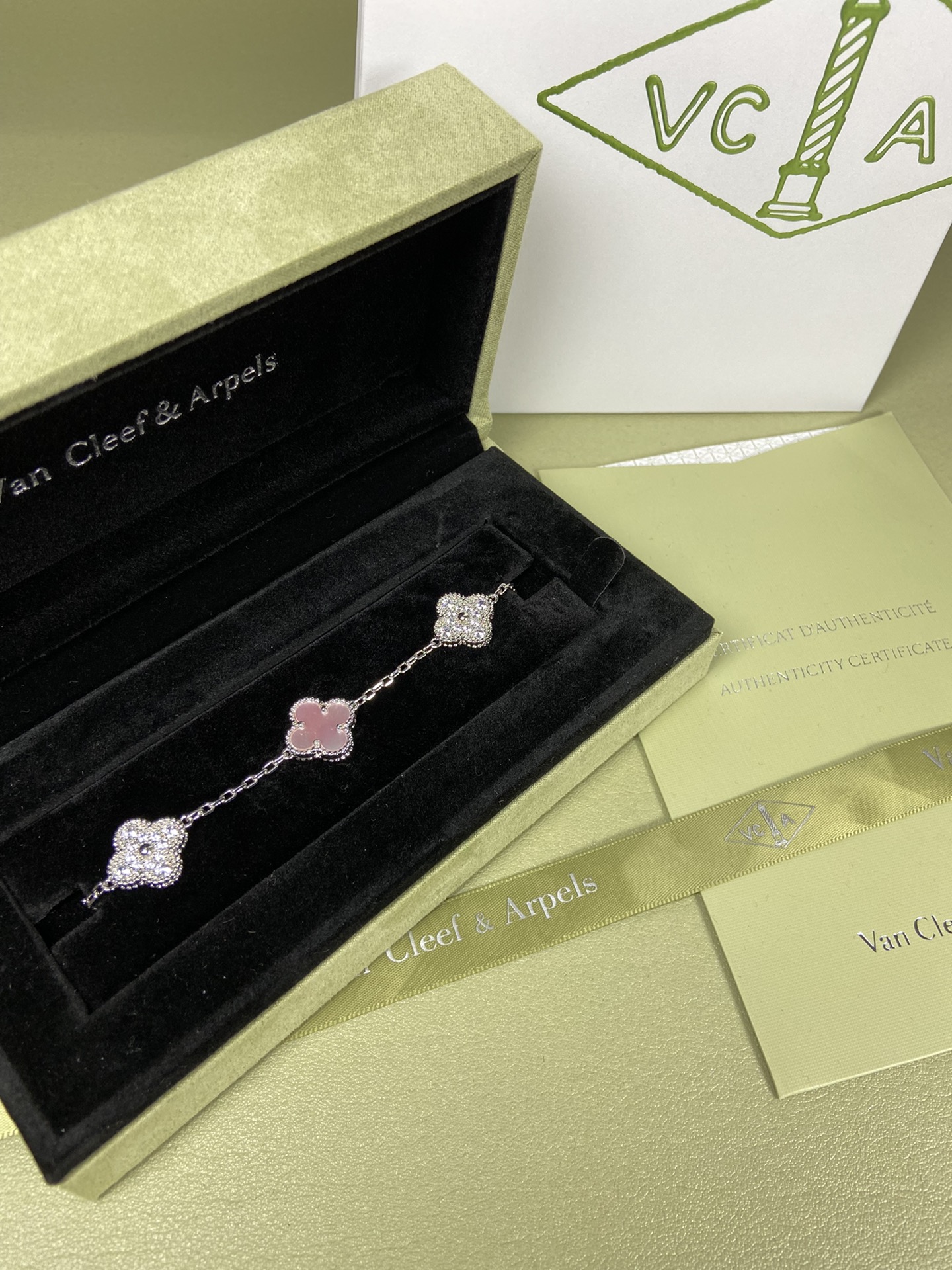 Van Cleef & Arpels four-leaf Pink mother-of-pearl clover bracelet