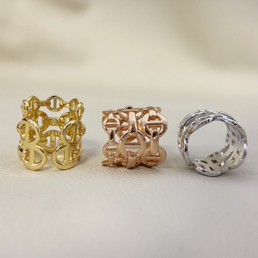 Hermès Rings New Cutout Glossy Pig Nose Ring