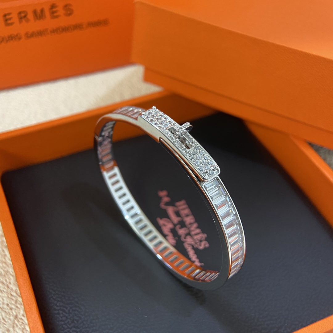 Hermes bracelet New ladder stone full diamond pig nose bracelet