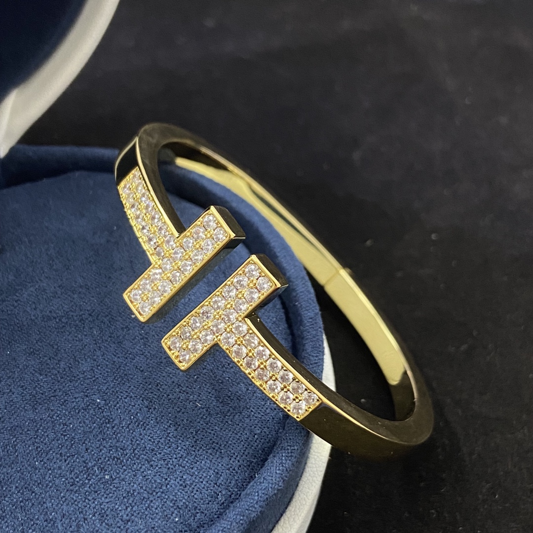 Tiffany Bracelet New Diamond-set Diamond-Free Double T Bracelet