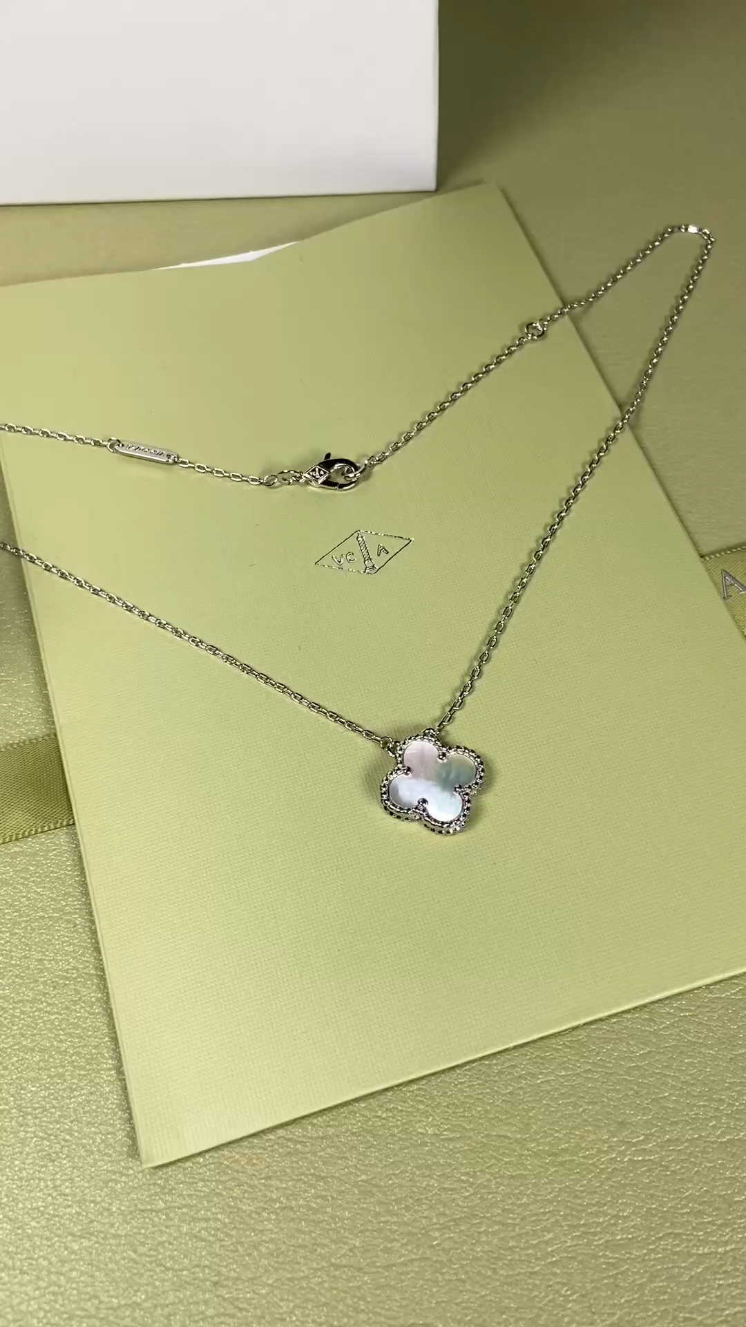 Van Cleef & Arpels white mother-of-pearl four-leaf clover necklace