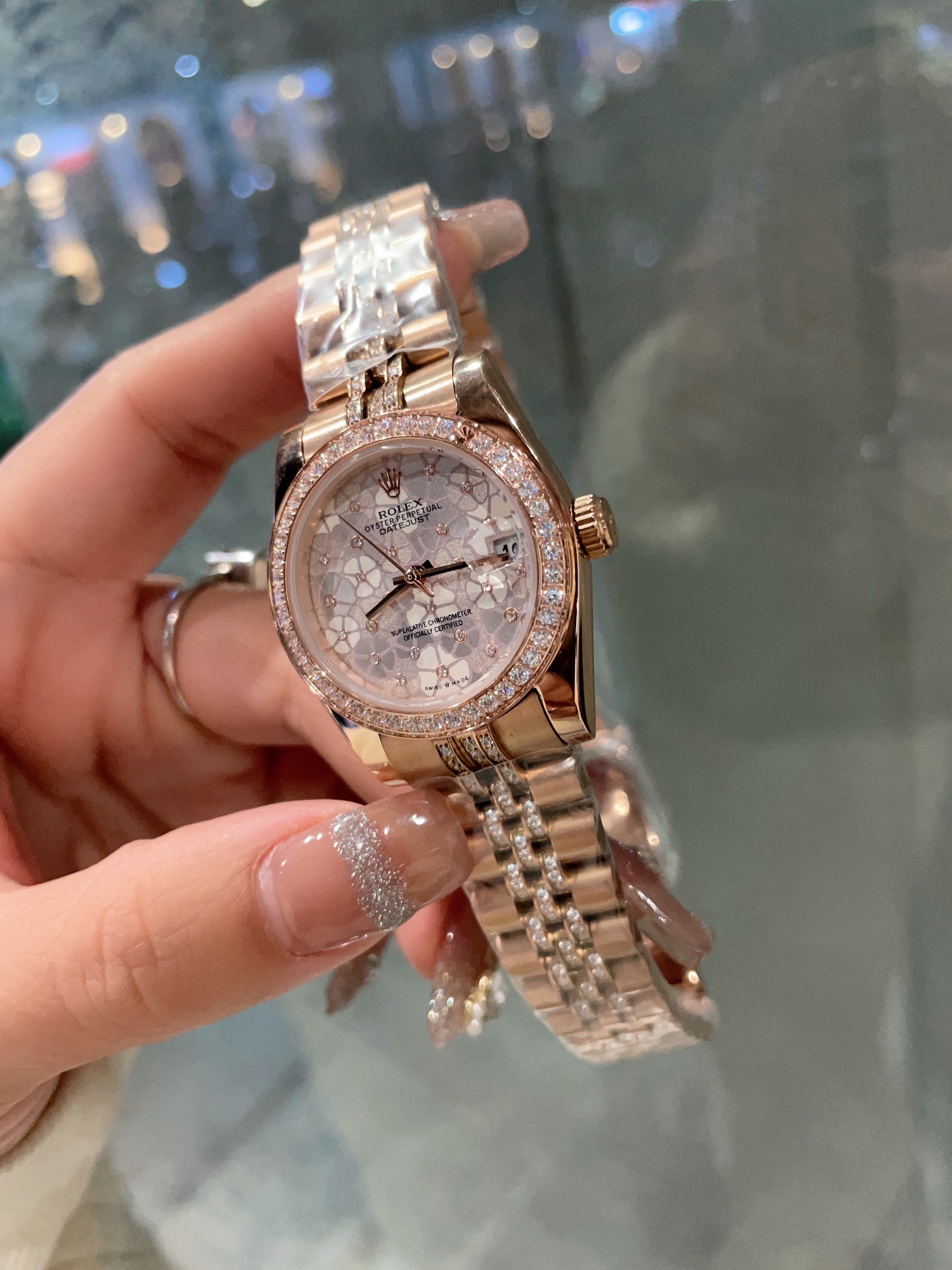 Rolex Diary Women's Classic Solid Five-Bead Steel Strap - Original Press-Buckle