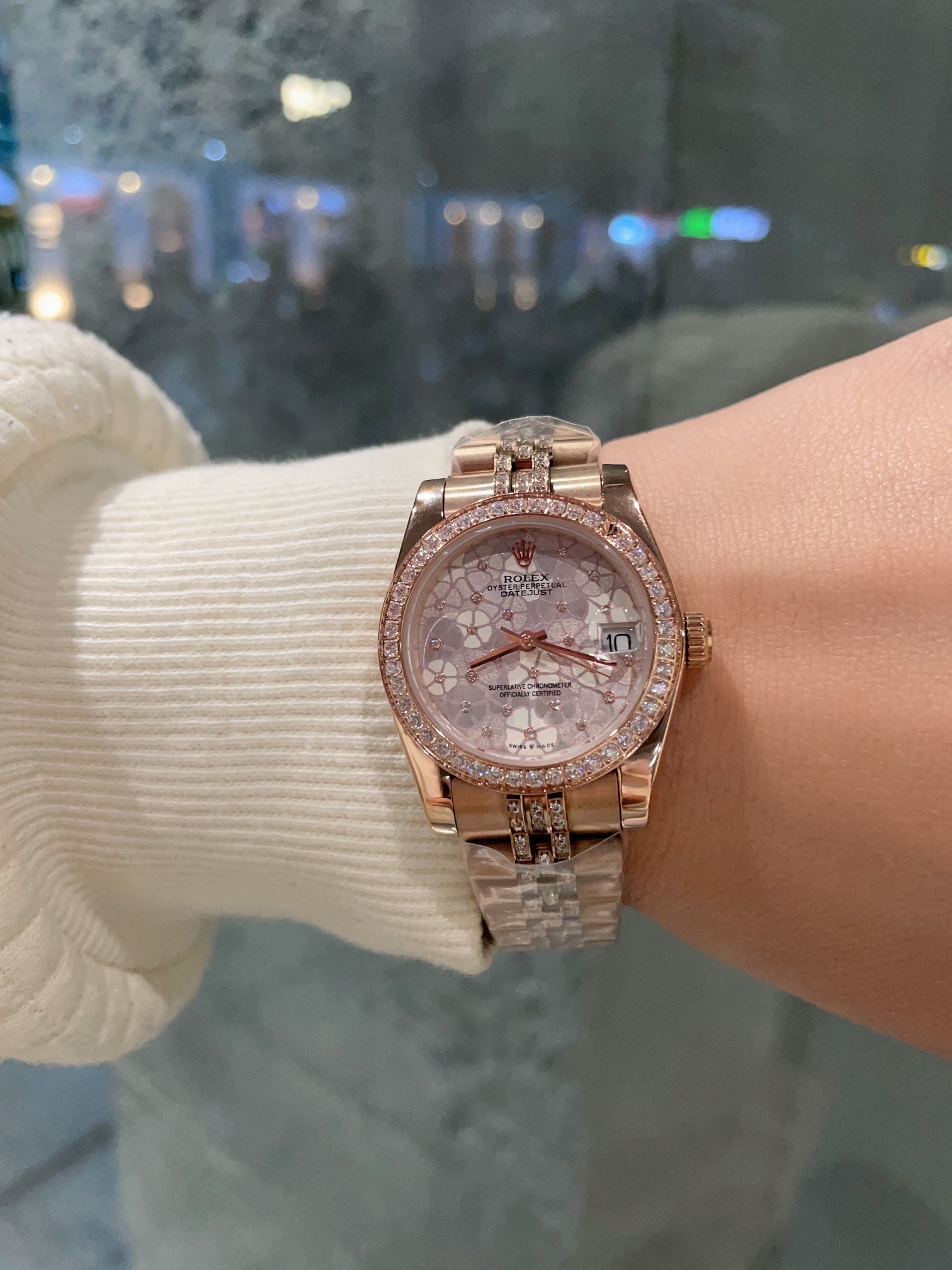 Rolex Diary Women's Classic Solid Five-Bead Steel Strap - Original Press-Buckle