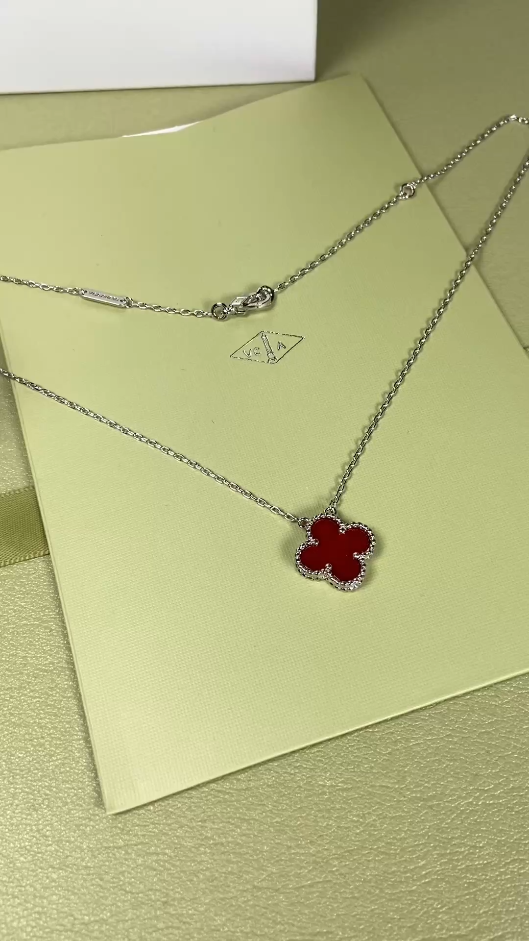 Van Cleef & Arpels carnelian four-leaf clover necklace