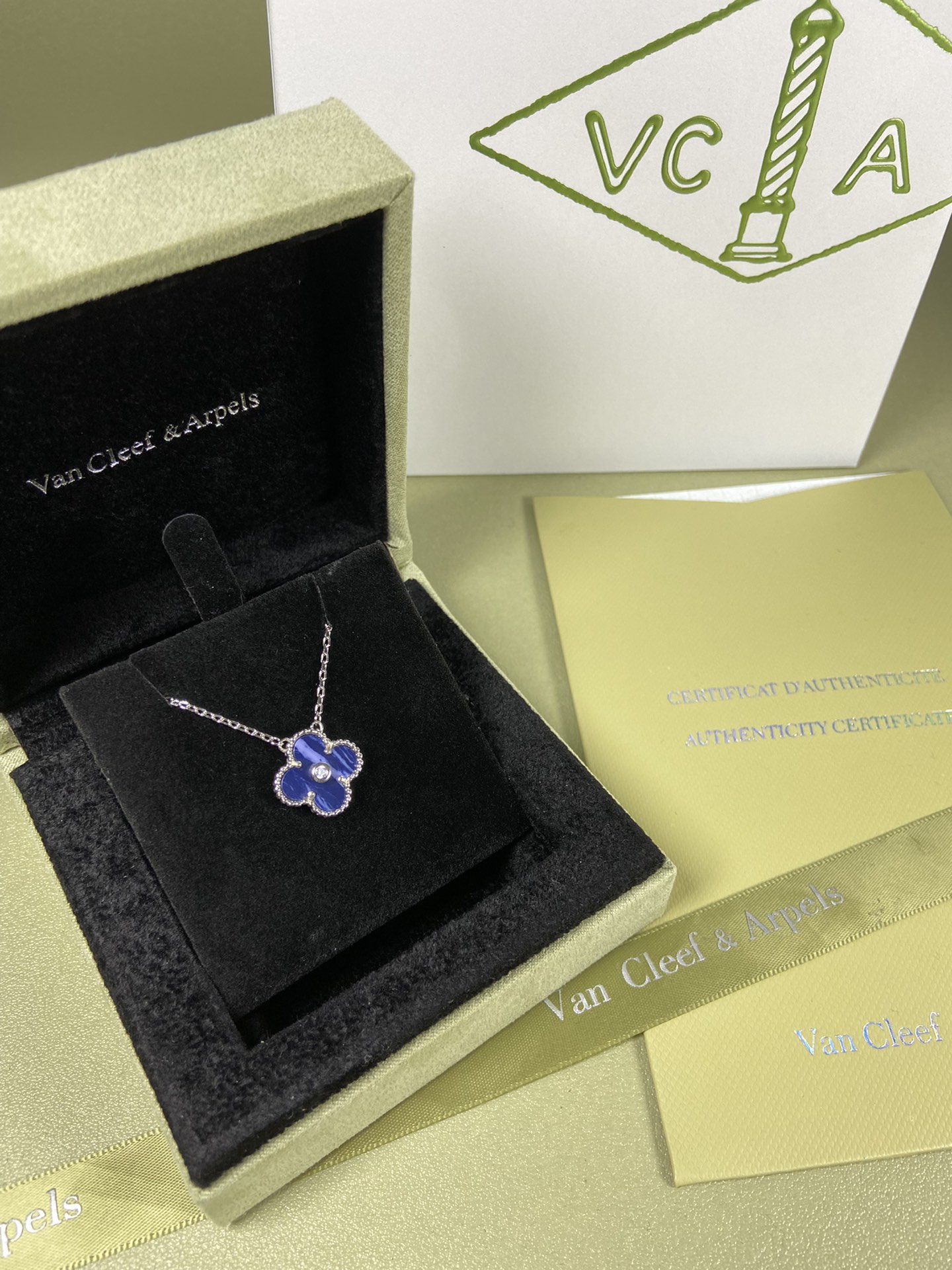 Van Cleef & Arpels Peter blue four-leaf clover necklace