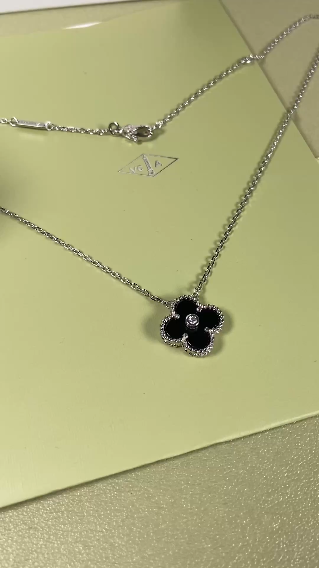 Van Cleef & Arpels black onyx four-leaf clover necklace