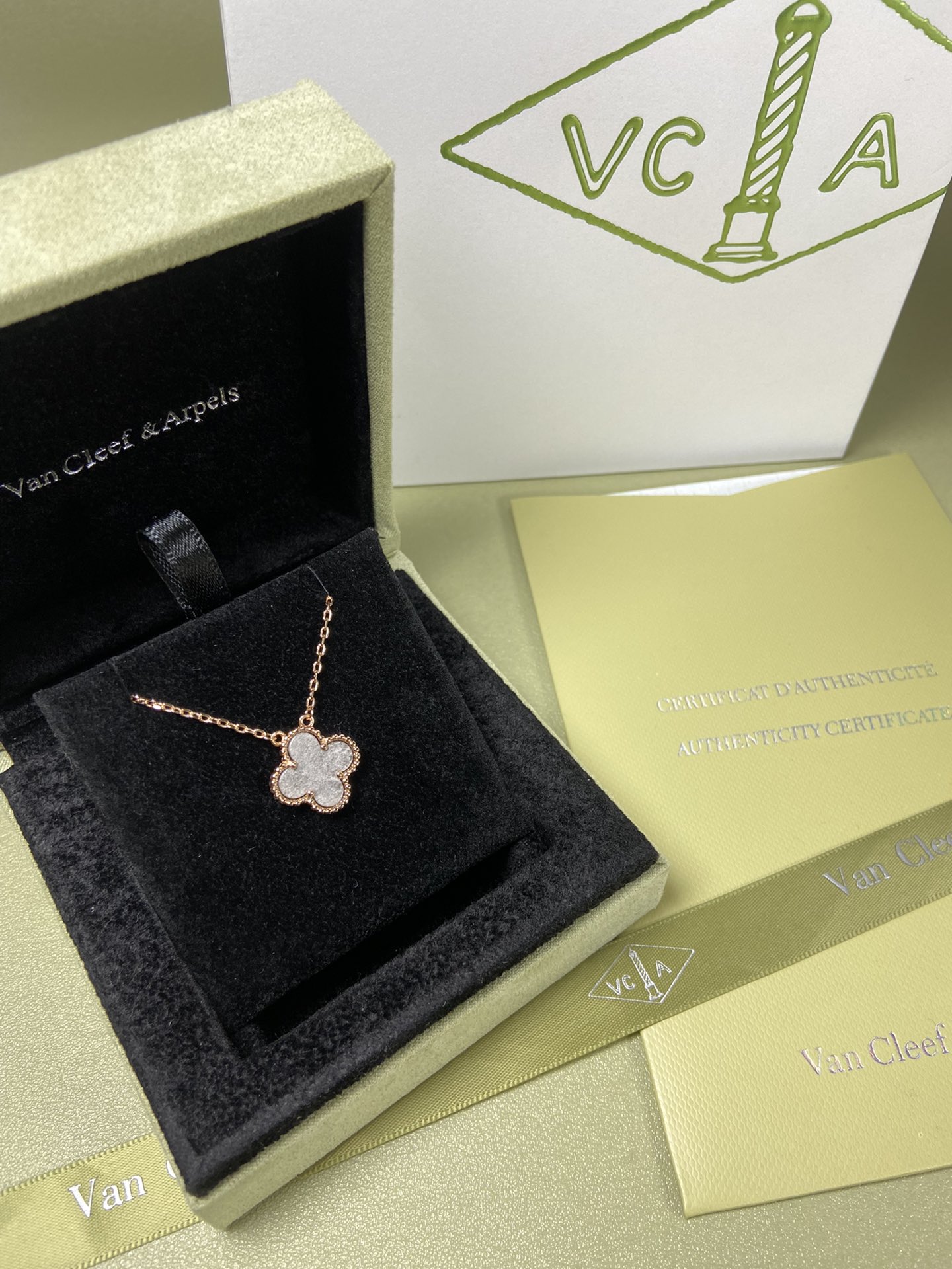 Van Cleef & Arpels obsidian four-leaf clover necklace