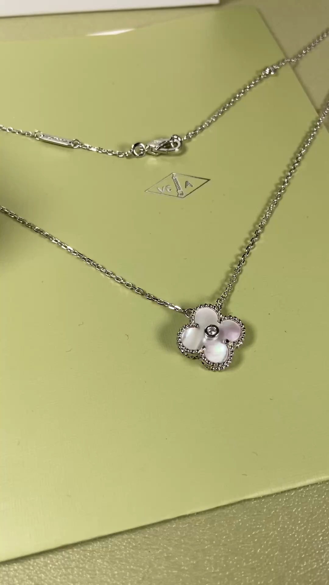 Van Cleef & Arpels white mother-of-pearl four-leaf clover necklace