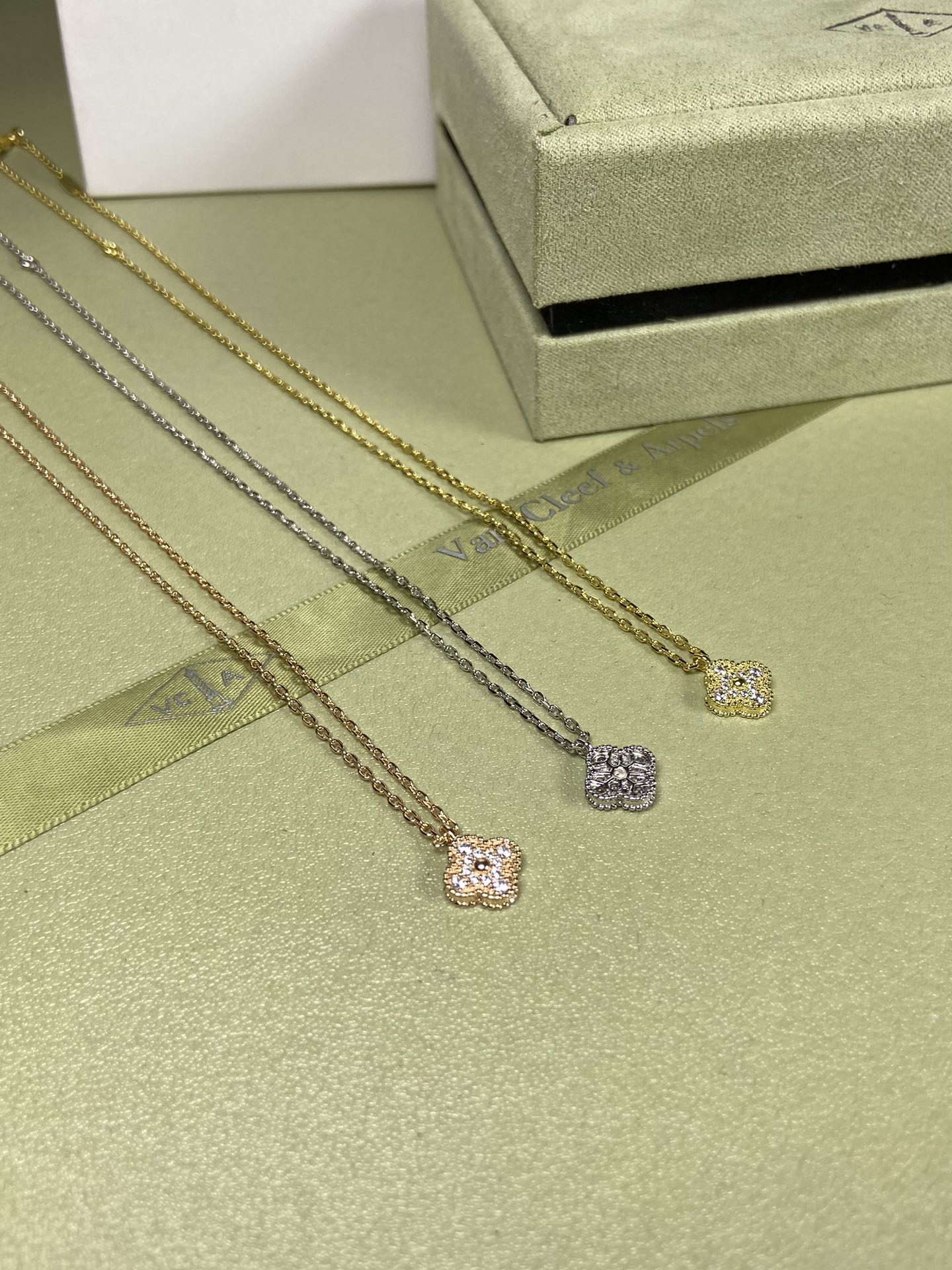 Van Cleef & Arpels mini diamond four-leaf clover necklace