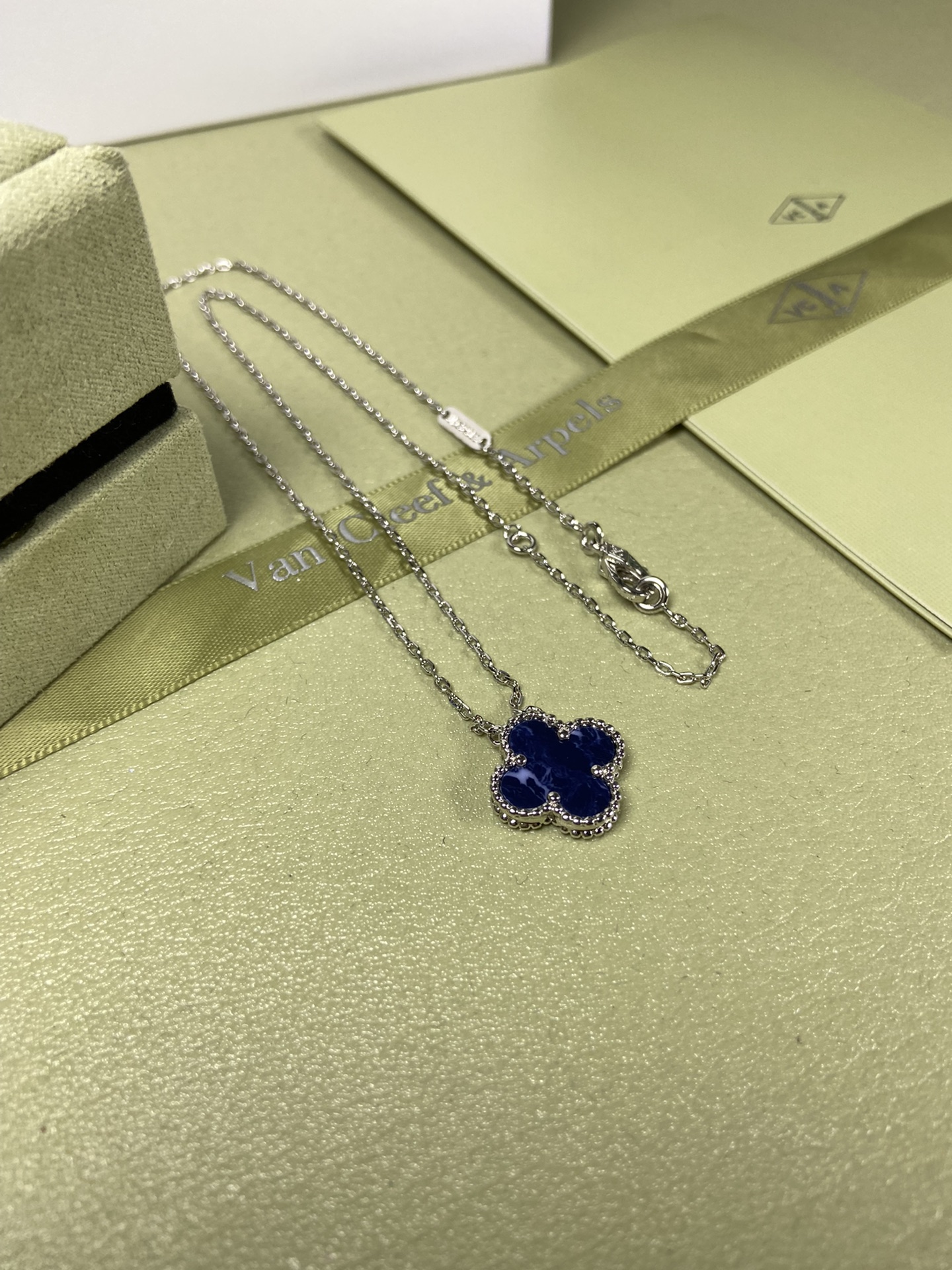 Van Cleef & Arpels Peter blue four-leaf clover necklace