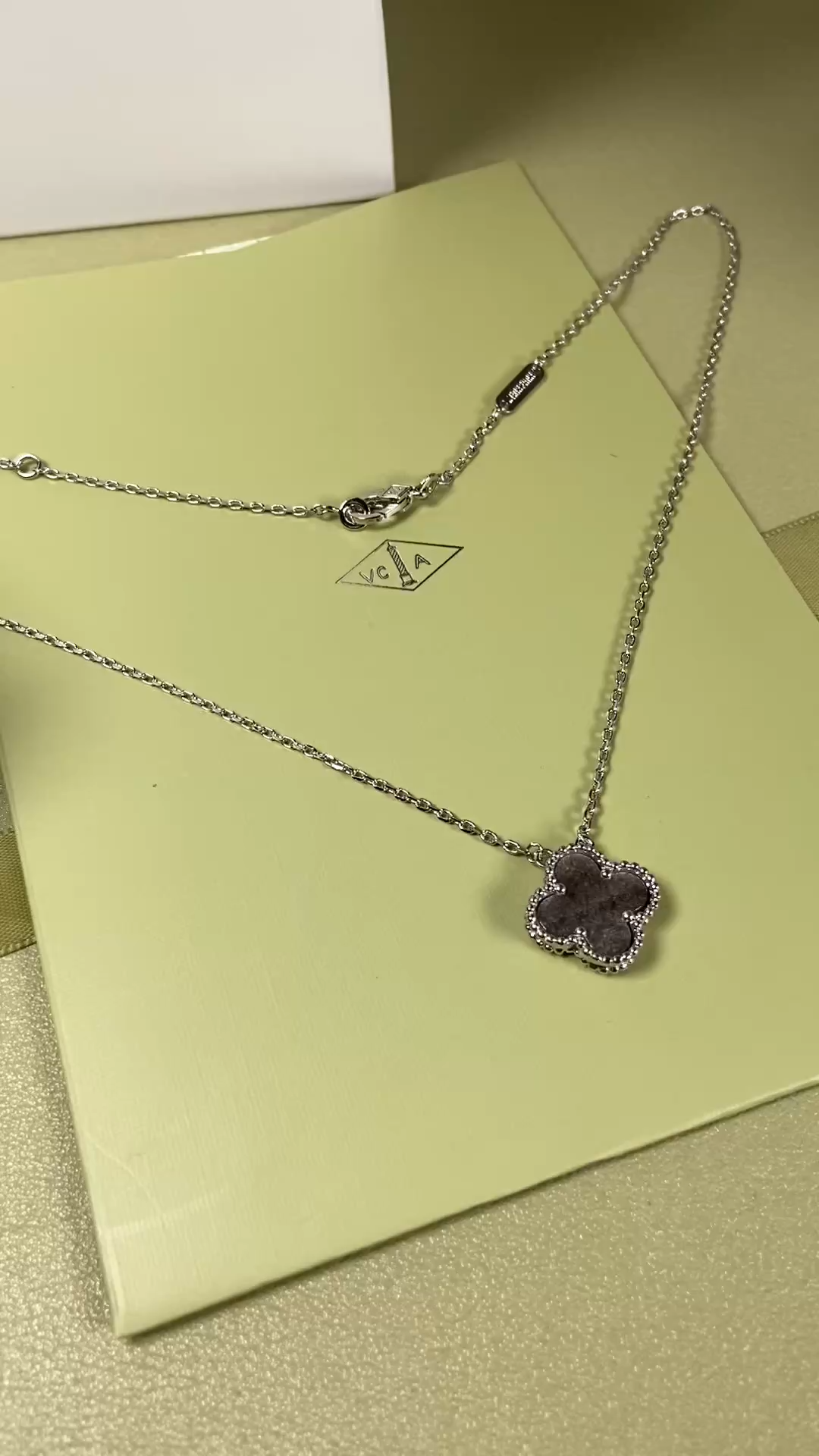 Van Cleef & Arpels obsidian four-leaf clover necklace