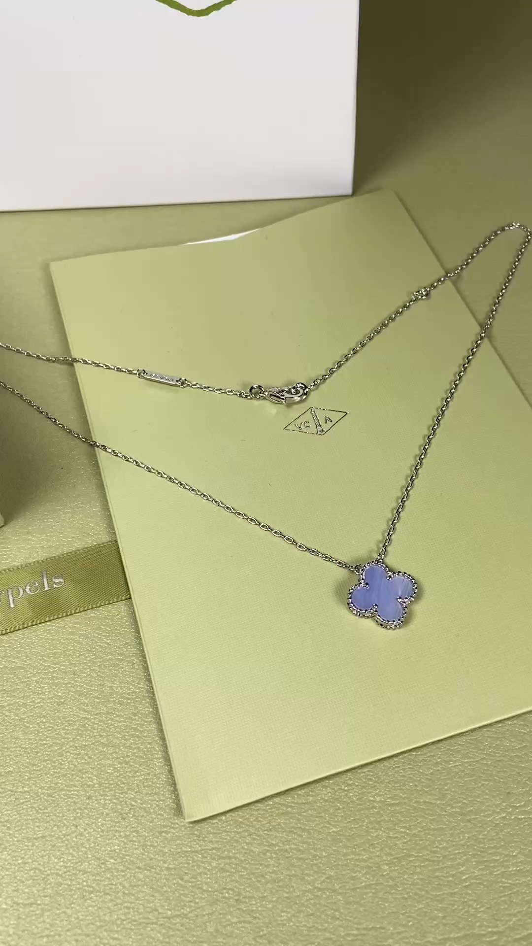 Van Cleef & Arpels purple chalcedony four-leaf clover necklace
