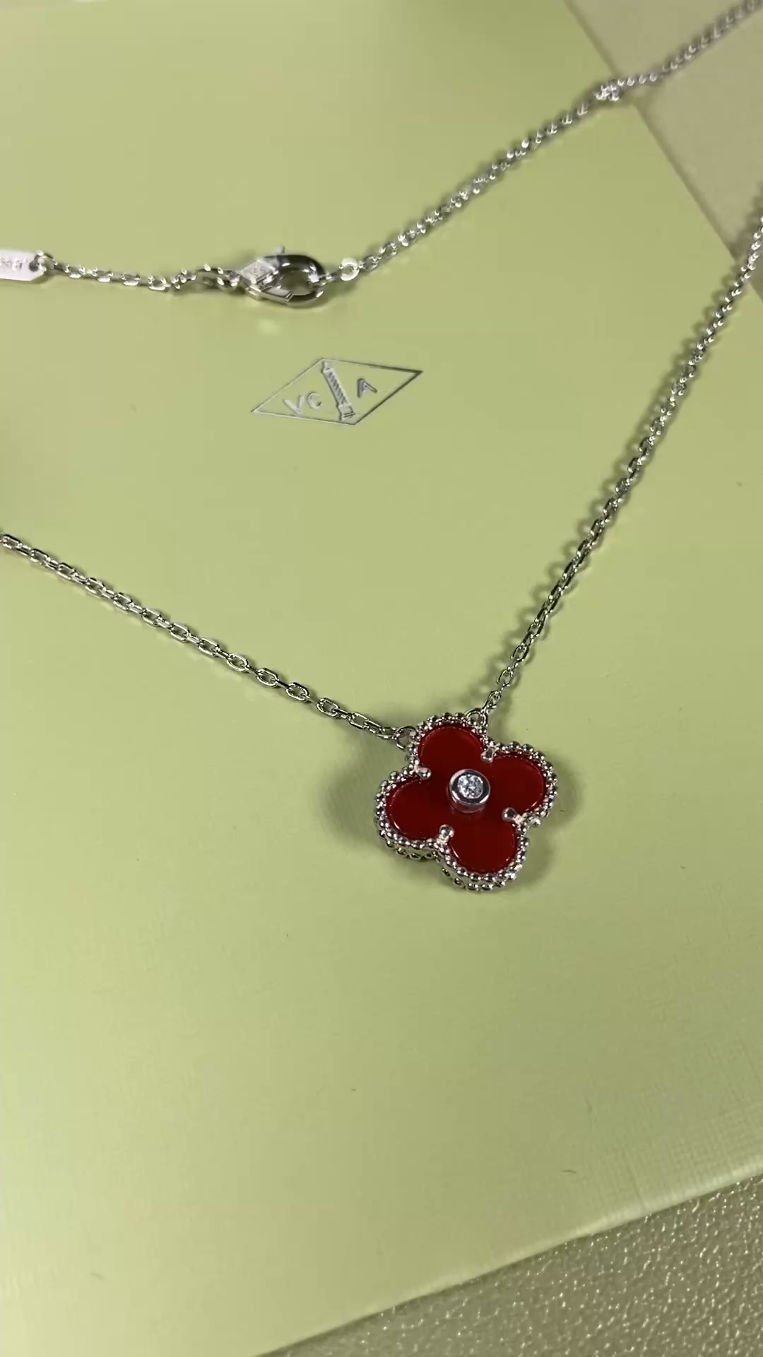 Van Cleef & Arpels carnelian four-leaf clover necklace