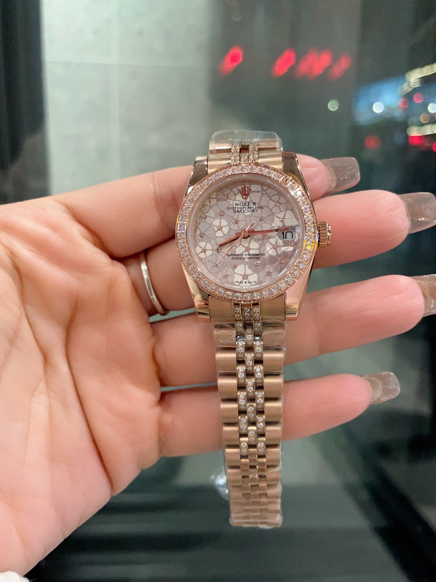 Rolex Diary Women's Classic Solid Five-Bead Steel Strap - Original Press-Buckle