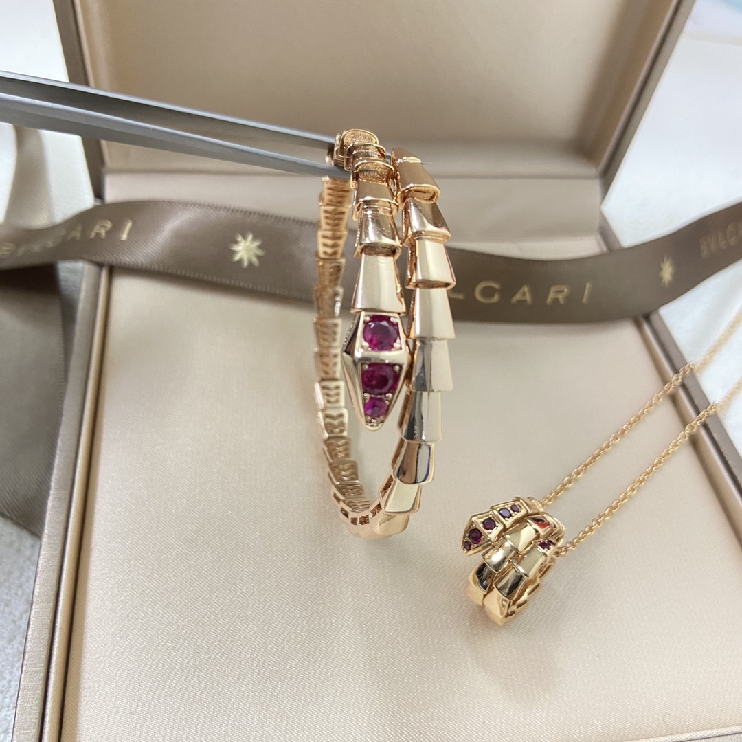 Bulgari Bracelet New pink diamond snake bracelet