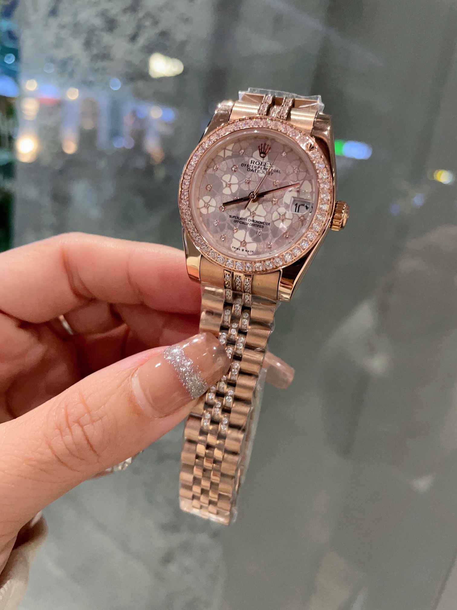 Rolex Diary Women's Classic Solid Five-Bead Steel Strap - Original Press-Buckle