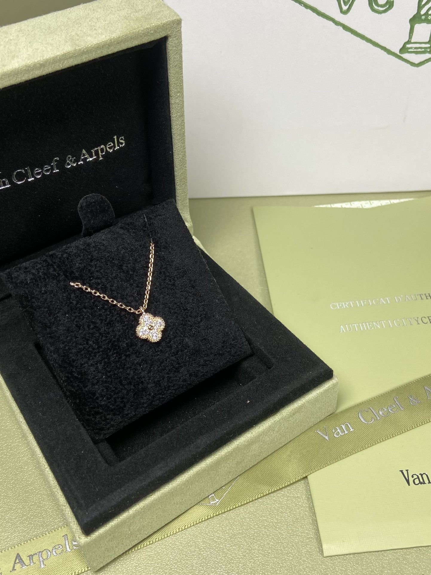 Van Cleef & Arpels mini diamond four-leaf clover necklace