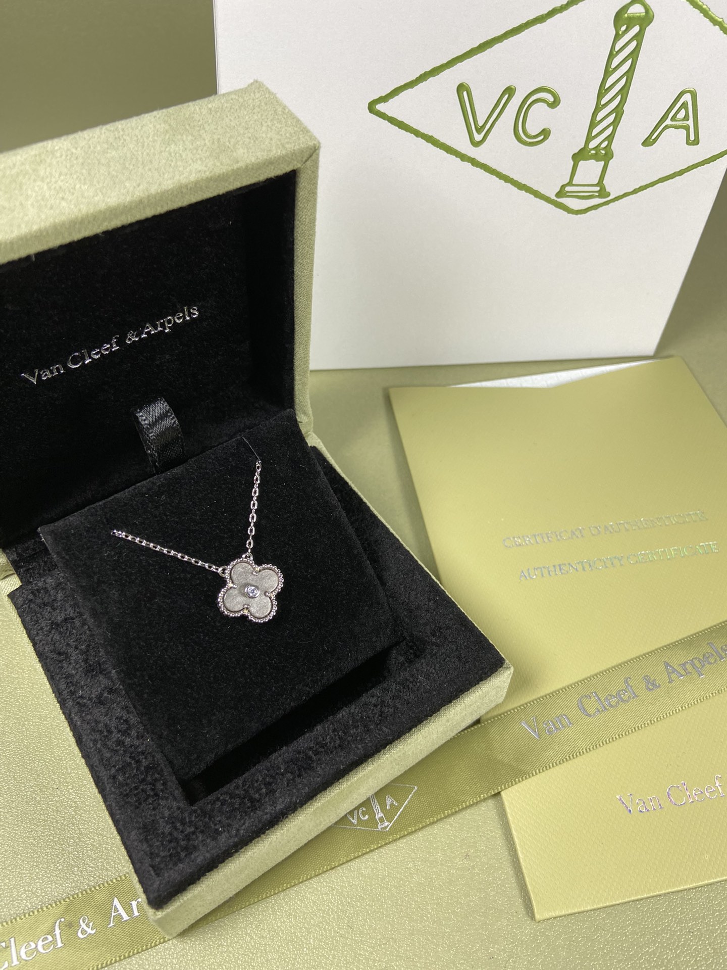 Van Cleef & Arpels obsidian four-leaf clover necklace