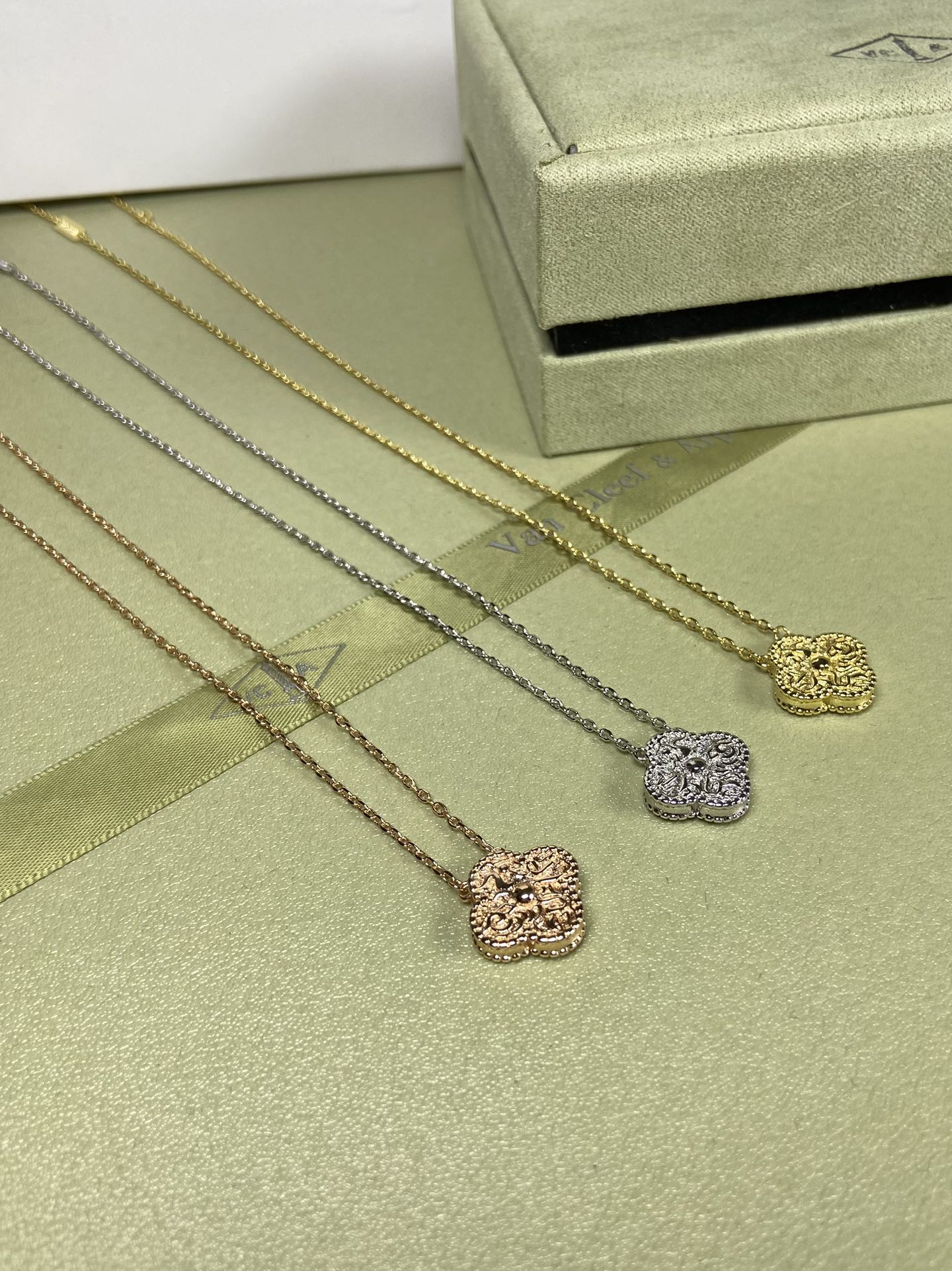 Van Cleef & Arpels gilded four-leaf clover necklace