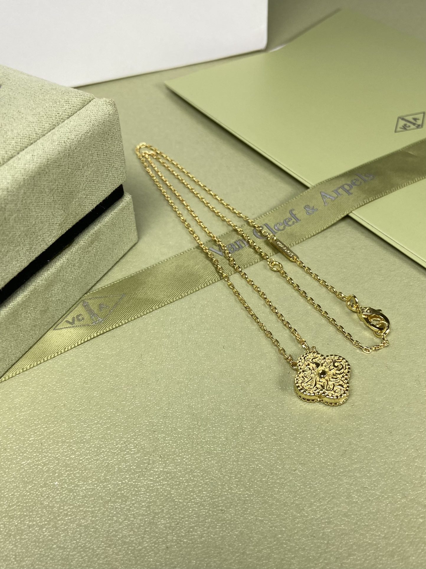 Van Cleef & Arpels gilded four-leaf clover necklace